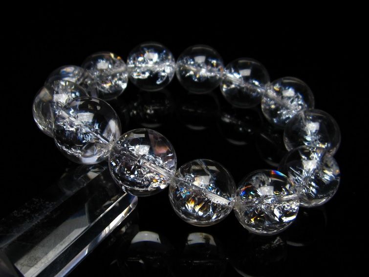水晶 ブレスレット 虹入り ブレス アイリスクォーツ 17mm 一点物 111-17205