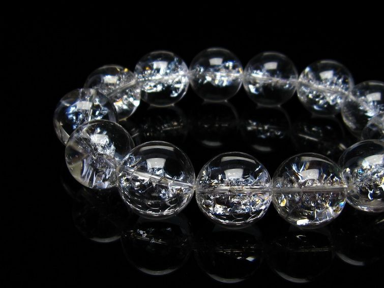 水晶 ブレスレット 虹入り ブレス アイリスクォーツ 17mm 一点物 111-17205