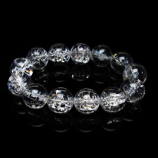 水晶 ブレスレット 虹入り ブレス アイリスクォーツ 18mm 一点物 111-17219