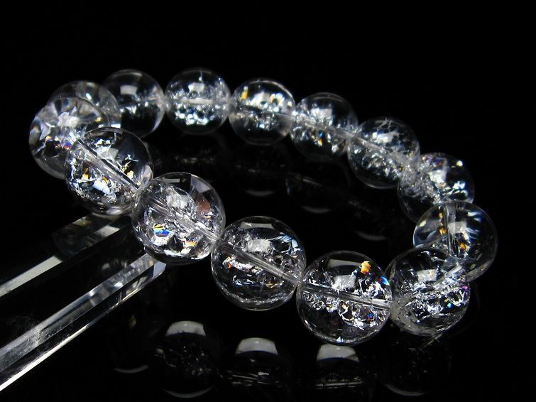 水晶 ブレスレット 虹入り ブレス アイリスクォーツ 16mm 一点物 111-17222