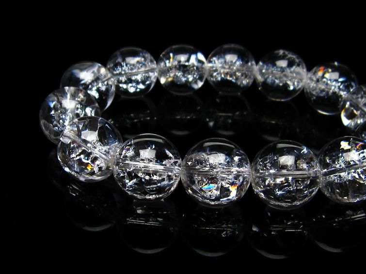 水晶 ブレスレット 虹入り ブレス アイリスクォーツ 16mm 一点物 111-17222