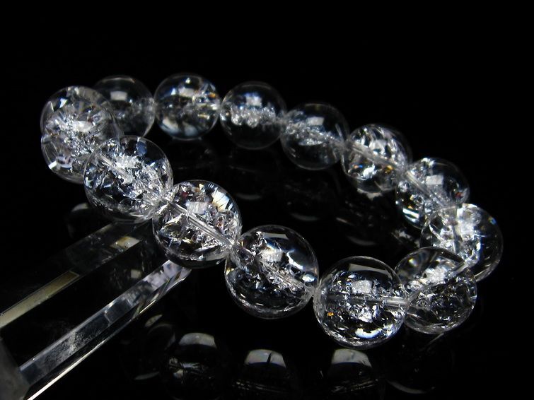 水晶 ブレスレット 虹入り ブレス アイリスクォーツ 16mm 一点物 111-17224