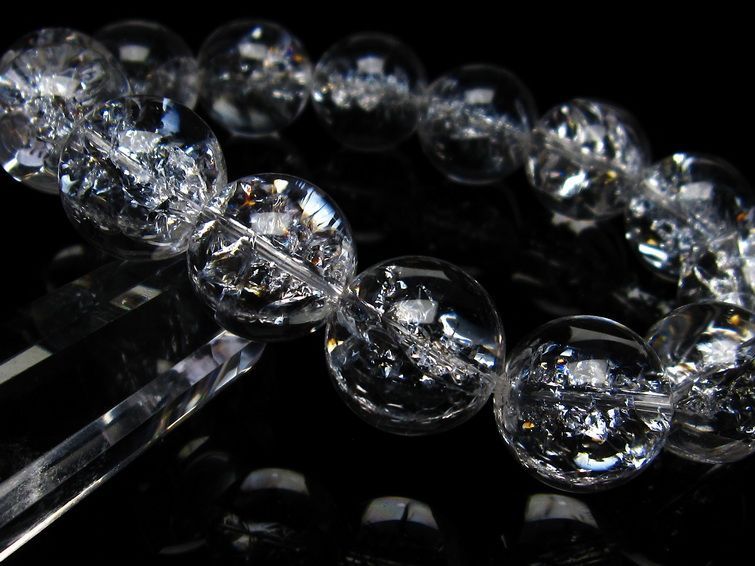 水晶 ブレスレット 虹入り ブレス アイリスクォーツ 16mm 一点物 111-17224