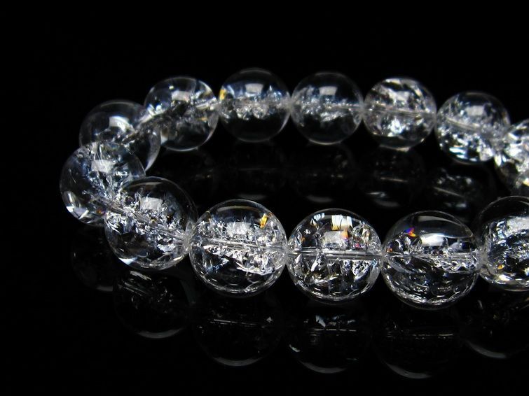 水晶 ブレスレット 虹入り ブレス アイリスクォーツ 16mm 一点物 111-17224