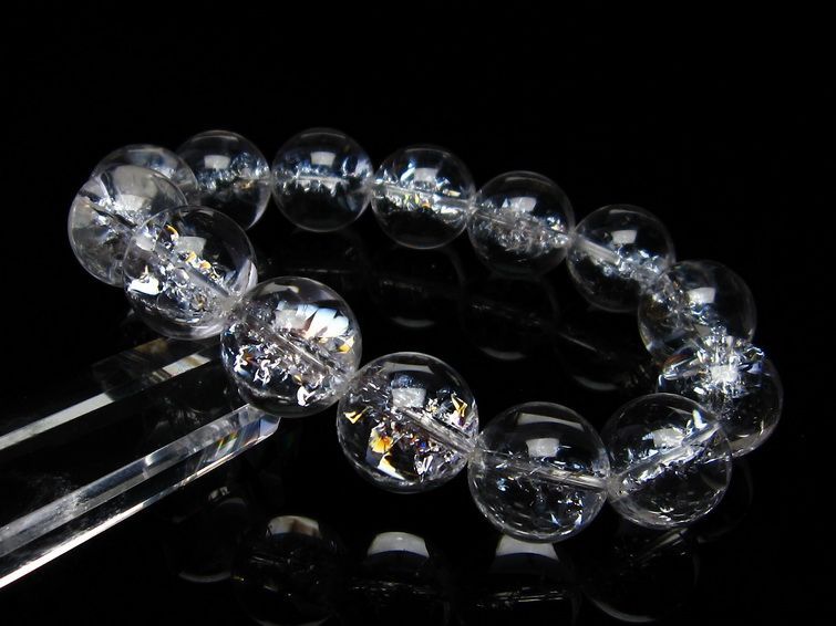 水晶 ブレスレット 虹入り ブレス アイリスクォーツ 16mm 一点物 111-17225