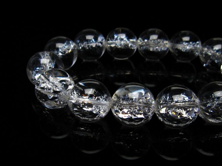 水晶 ブレスレット 虹入り ブレス アイリスクォーツ 16mm 一点物 111-17225