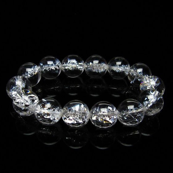 水晶 ブレスレット 虹入り ブレス アイリスクォーツ 16mm 一点物 111-17225
