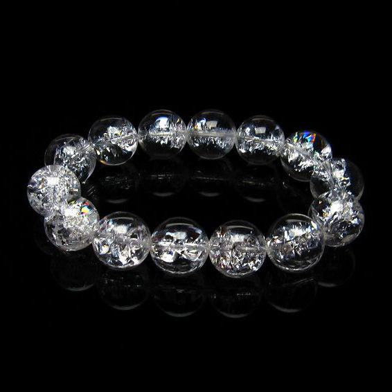 水晶 ブレスレット 虹入り ブレス アイリスクォーツ 16mm 一点物 111-17230
