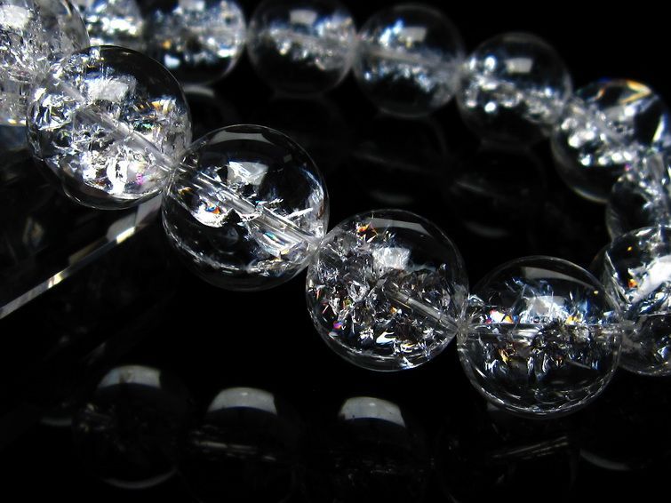 水晶 ブレスレット 虹入り ブレス アイリスクォーツ 16mm 一点物 111-17230