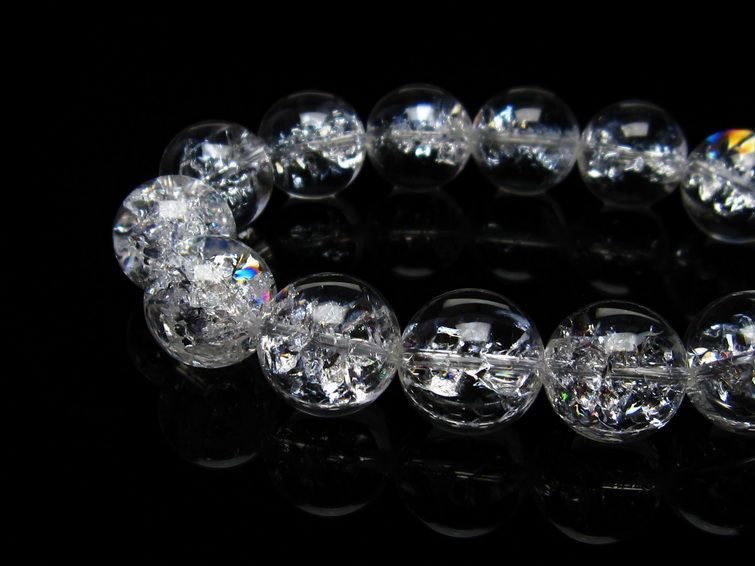 水晶 ブレスレット 虹入り ブレス アイリスクォーツ 16mm 一点物 111-17230