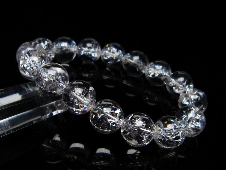 水晶 ブレスレット 虹入り ブレス アイリスクォーツ 14mm 一点物 メール便可 [M便 1/10] 111-17237