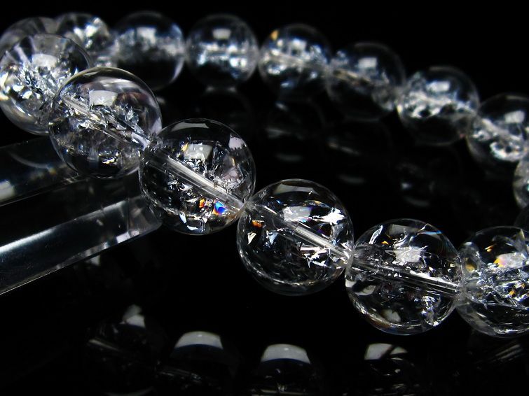 水晶 ブレスレット 虹入り ブレス アイリスクォーツ 14mm 一点物 メール便可 [M便 1/10] 111-17237