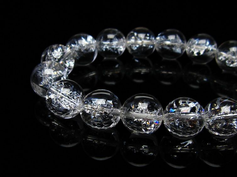 水晶 ブレスレット 虹入り ブレス アイリスクォーツ 14mm 一点物 メール便可 [M便 1/10] 111-17237