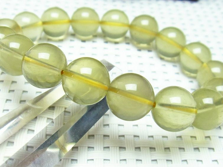 ミルキークォーツ イエロー ブレスレット 12mm 一点物 メール便可 [M便 1/10] 111-1724