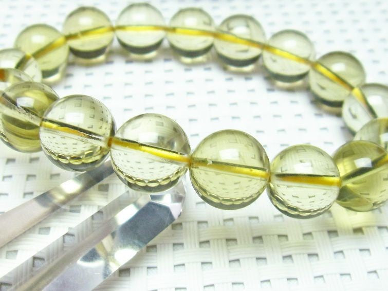 ミルキークォーツ イエロー ブレスレット 12mm 一点物 111-1734