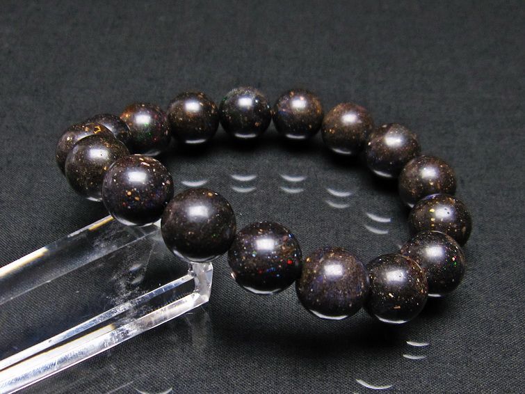 ブラックオパール ブレスレット 12mm 一点物 111-17689