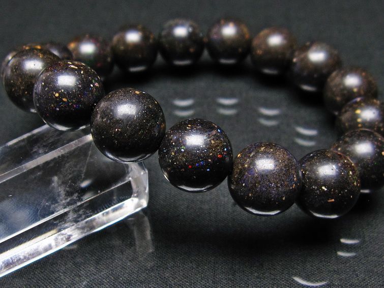 ブラックオパール ブレスレット 12mm 一点物 111-17689