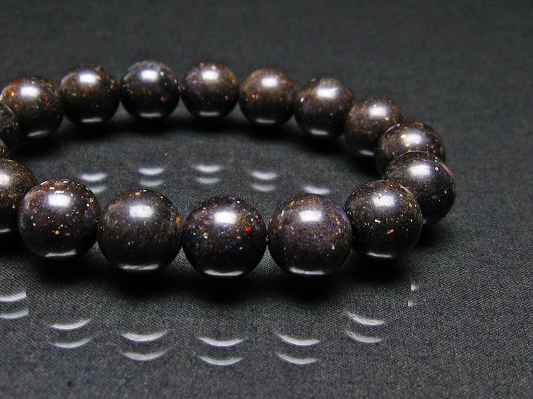 ブラックオパール ブレスレット 12mm 一点物 111-17689