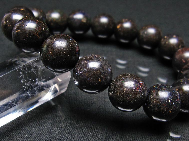 ブラックオパール ブレスレット 12mm 一点物 111-17696