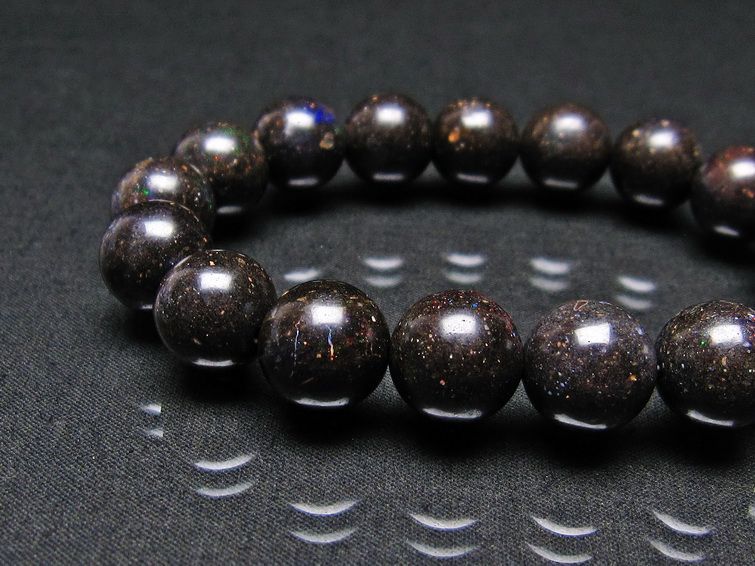 ブラックオパール ブレスレット 12mm 一点物 111-17696