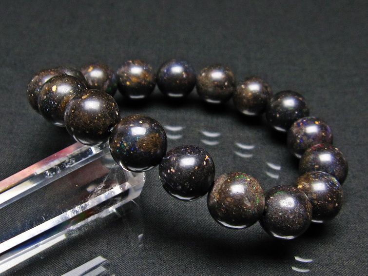 ブラックオパール ブレスレット 13mm 一点物 111-17697