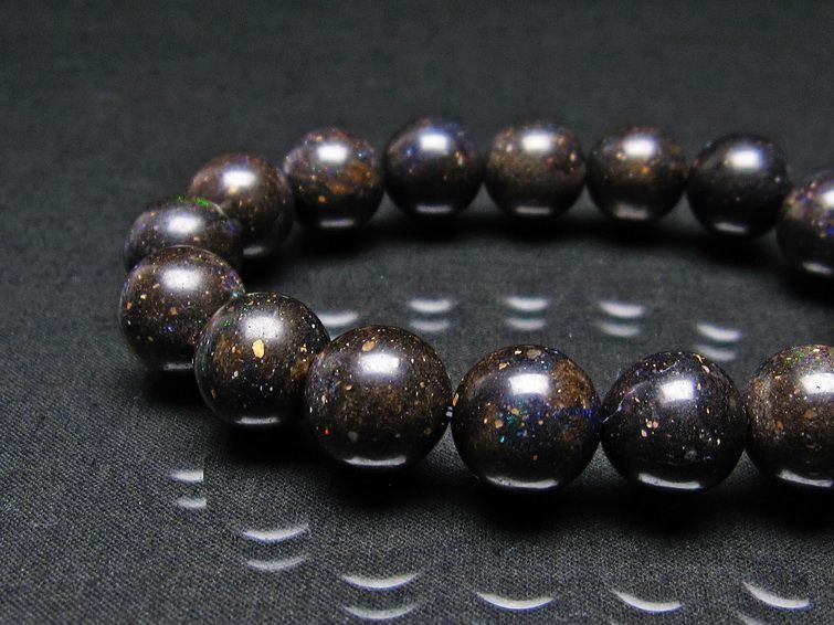 ブラックオパール ブレスレット 13mm 一点物 111-17697