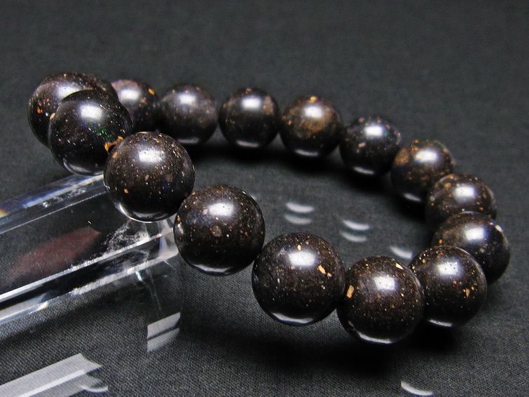 ブラックオパール ブレスレット 14mm 一点物 111-17702