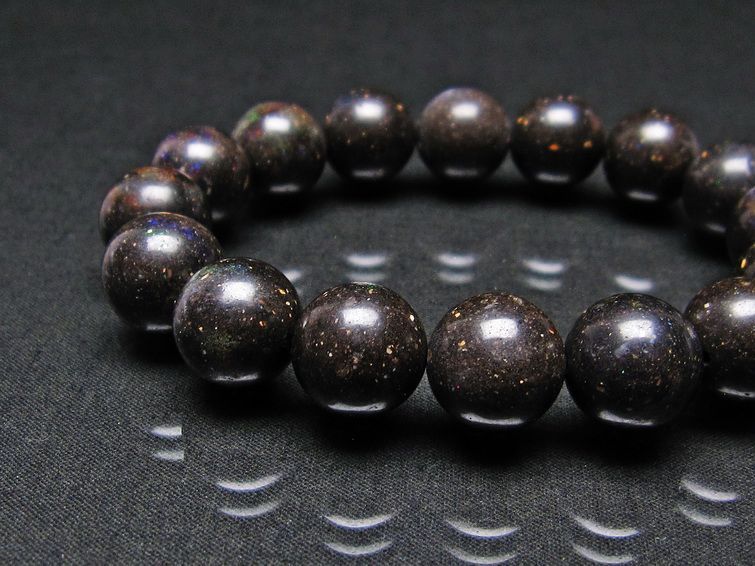 ブラックオパール ブレスレット 14mm 一点物 111-17706