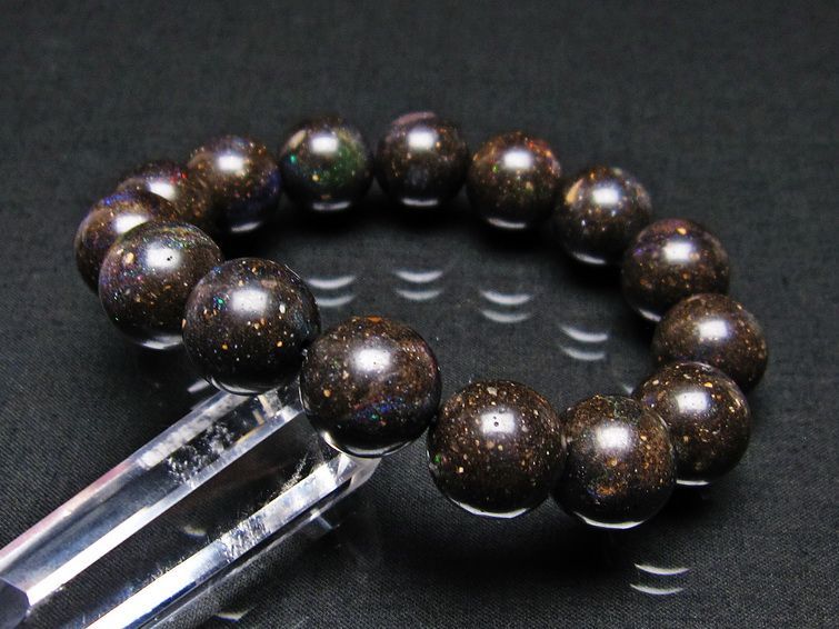 ブラックオパール ブレスレット 14mm 一点物 111-17707