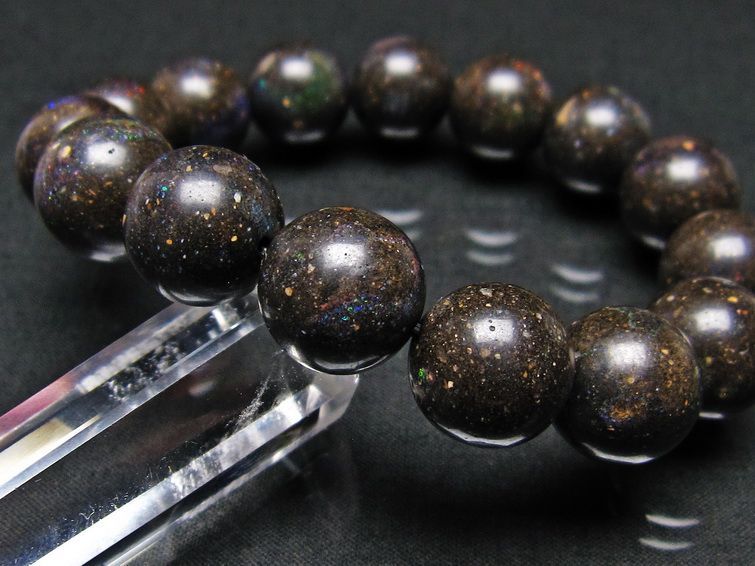 ブラックオパール ブレスレット 14mm 一点物 111-17707