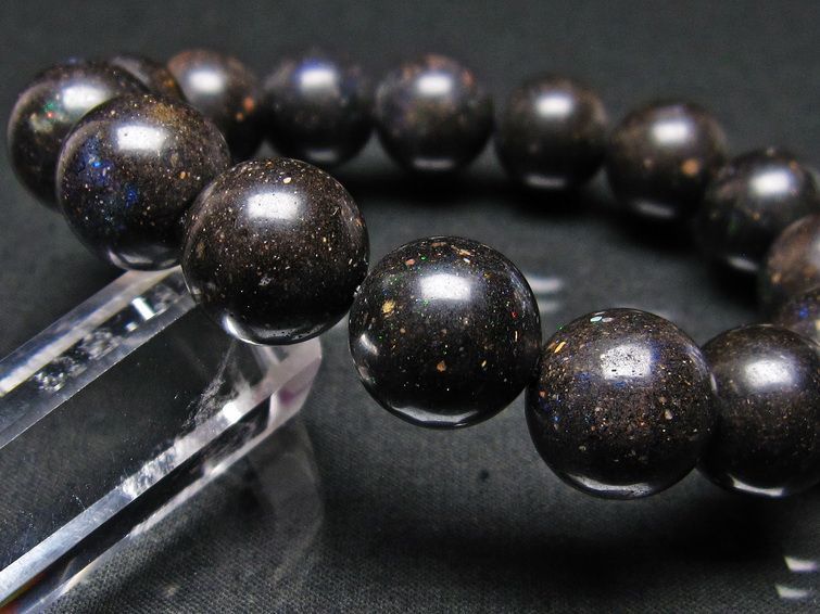 ブラックオパール ブレスレット 14mm 一点物 111-17708