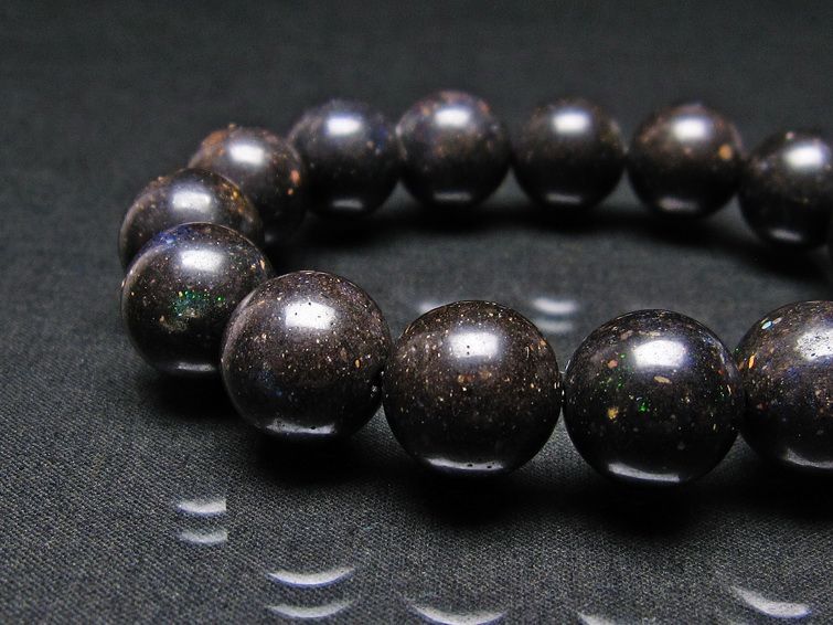 ブラックオパール ブレスレット 14mm 一点物 111-17708