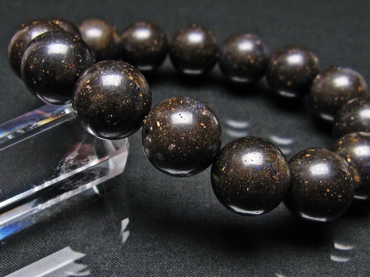 ブラックオパール ブレスレット 14mm 一点物 111-17709
