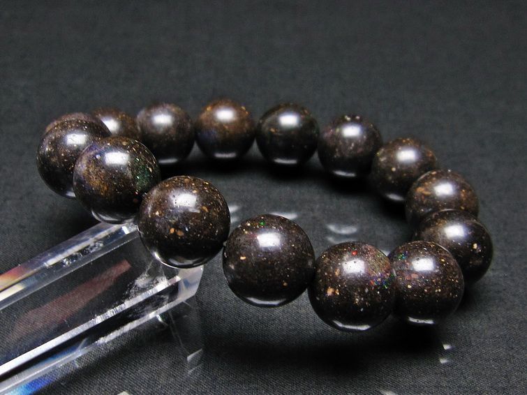 ブラックオパール ブレスレット 14mm 一点物 111-17711