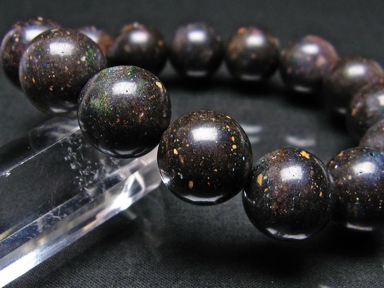 ブラックオパール ブレスレット 14mm 一点物 111-17725