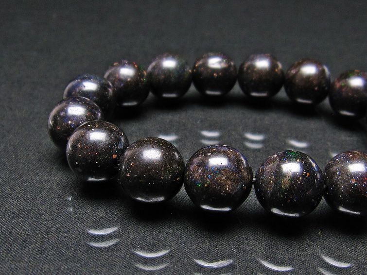 ブラックオパール ブレスレット 13mm 一点物 111-17729