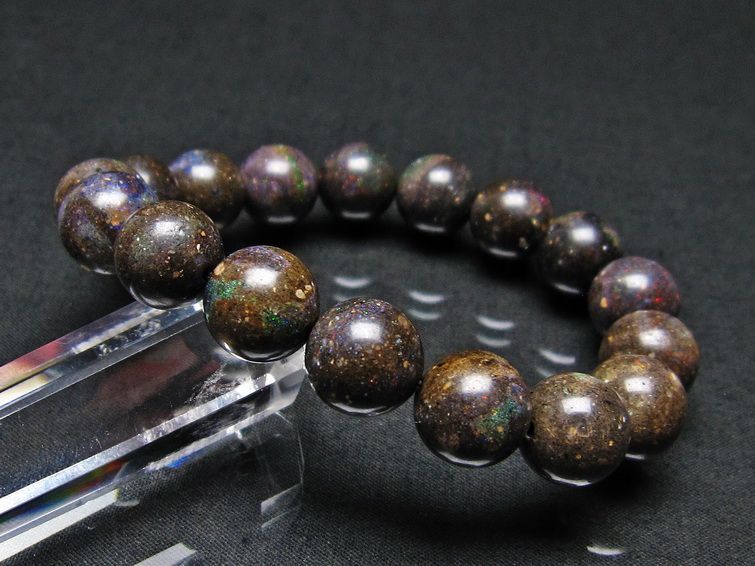 ブラックオパール ブレスレット 12mm 一点物 111-17738