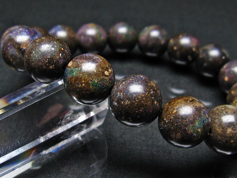 ブラックオパール ブレスレット 12mm 一点物 111-17738