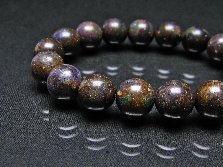 ブラックオパール ブレスレット 12mm 一点物 111-17738