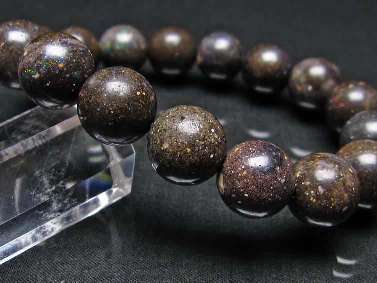ブラックオパール ブレスレット 12mm 一点物 111-17741