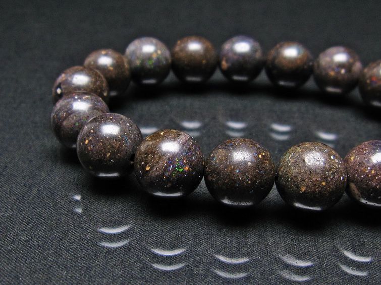 ブラックオパール ブレスレット 12mm 一点物 111-17741