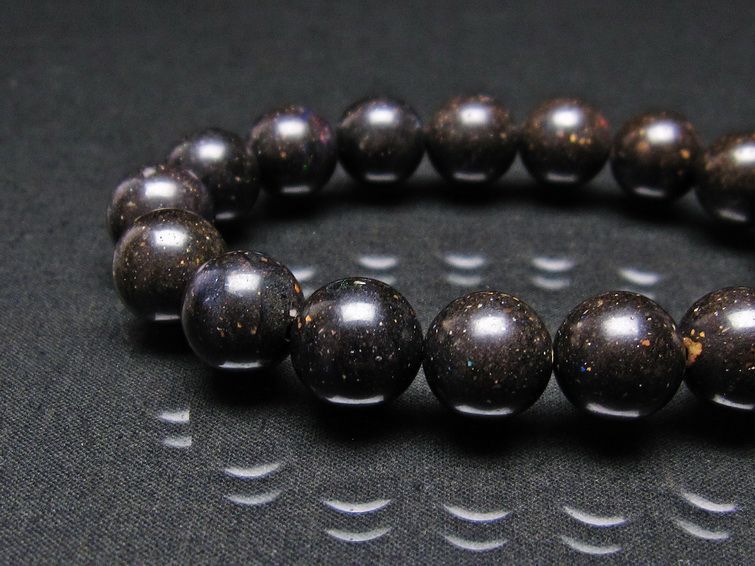 ブラックオパール ブレスレット 12mm 一点物 111-17744