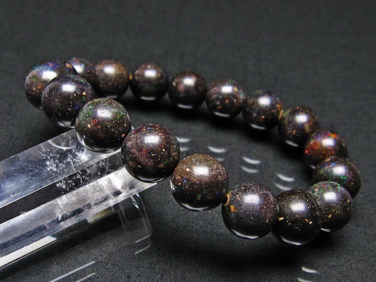 ブラックオパール ブレスレット 12mm 一点物 111-17748