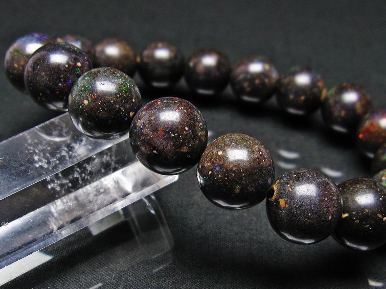 ブラックオパール ブレスレット 12mm 一点物 111-17748