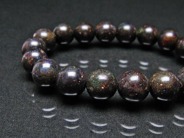 ブラックオパール ブレスレット 12mm 一点物 111-17748