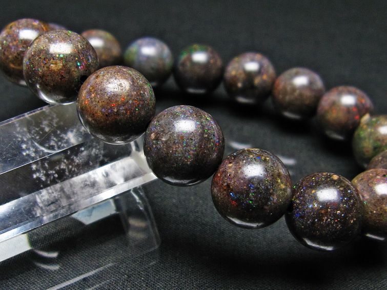 ブラックオパール ブレスレット 12mm 一点物 111-17751