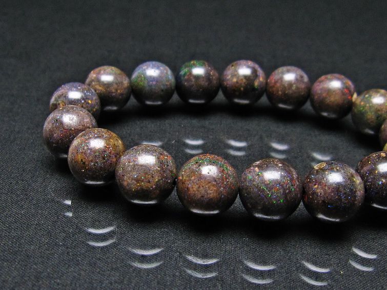 ブラックオパール ブレスレット 12mm 一点物 111-17751