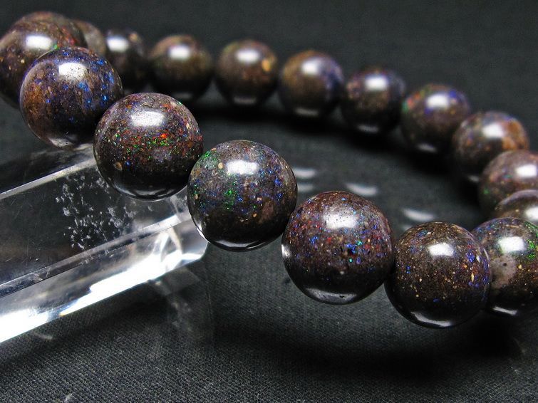 ブラックオパール ブレスレット 12mm 一点物 111-17753