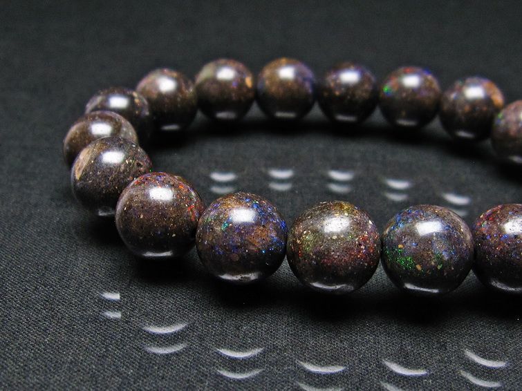 ブラックオパール ブレスレット 12mm 一点物 111-17753