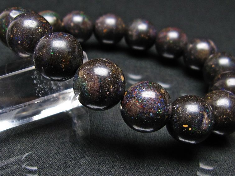 ブラックオパール ブレスレット 14mm 一点物 111-17770